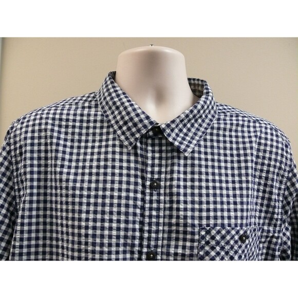 Toad & Co Seersucker Blue Check Insect Shield Long Sleeve Outdoors men LARGE - Picture 2 of 9